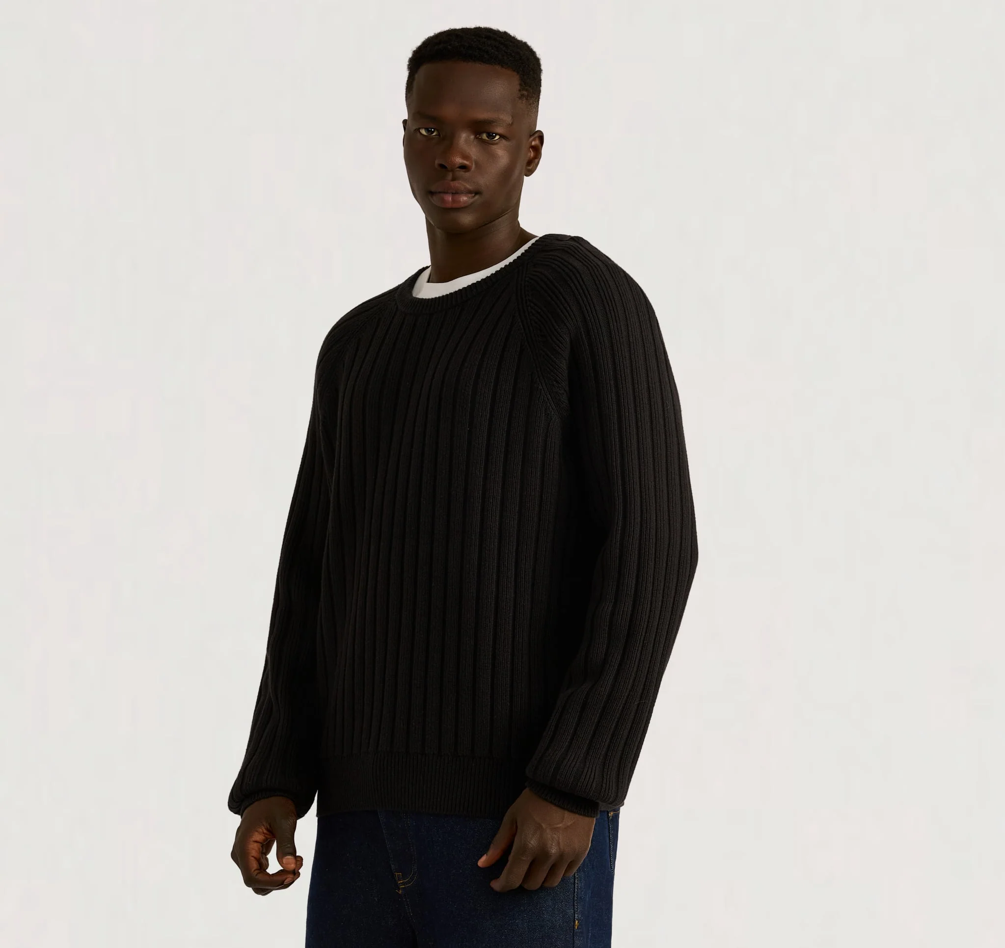 Soft Knit Rib Raglan Sweater