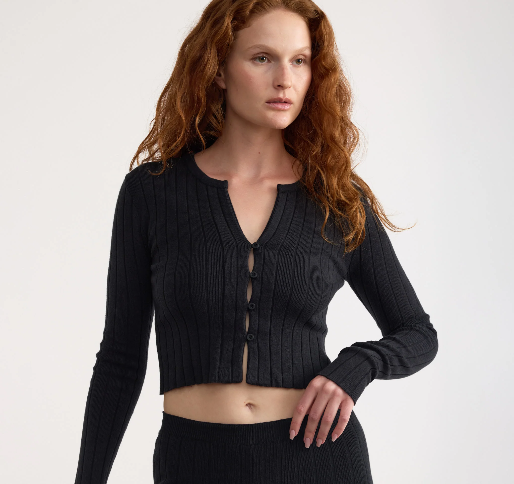 Soft Knit Rib Crop Cardigan - Image 2
