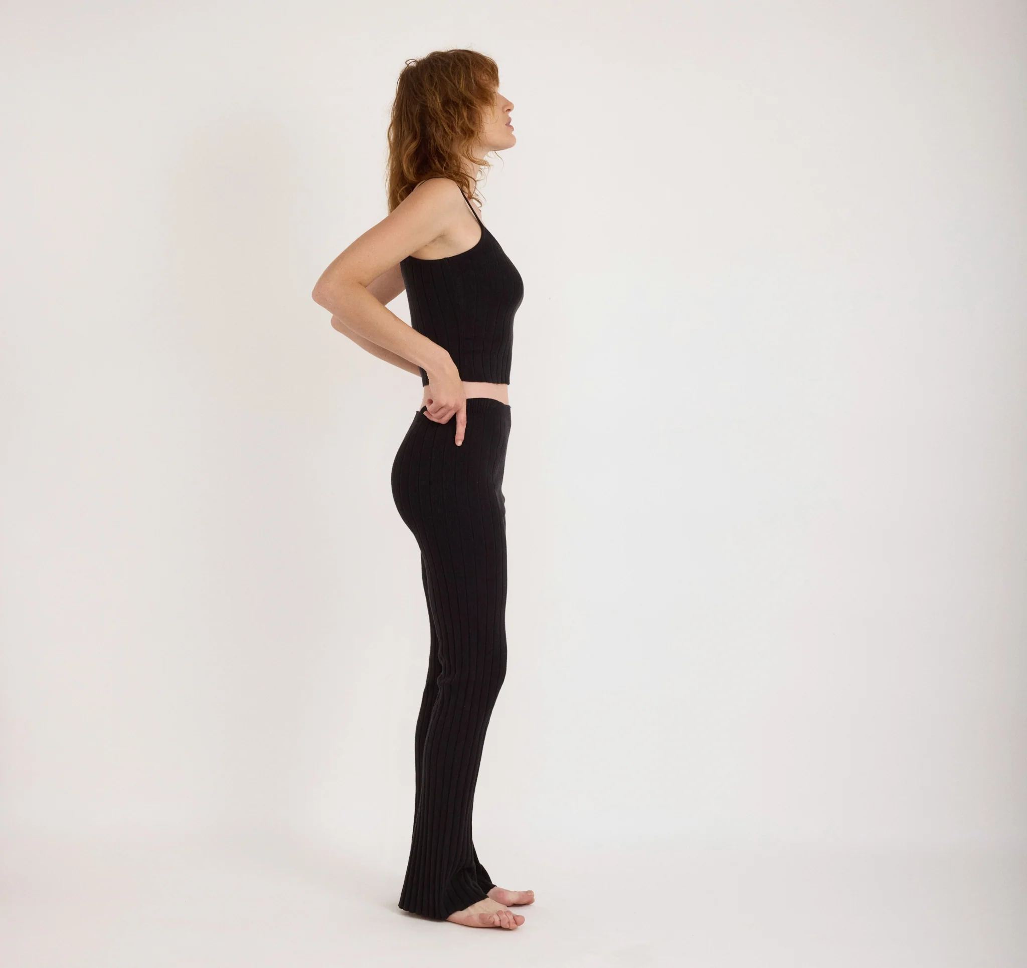 Soft Knit Rib Flare Pants - Image 2
