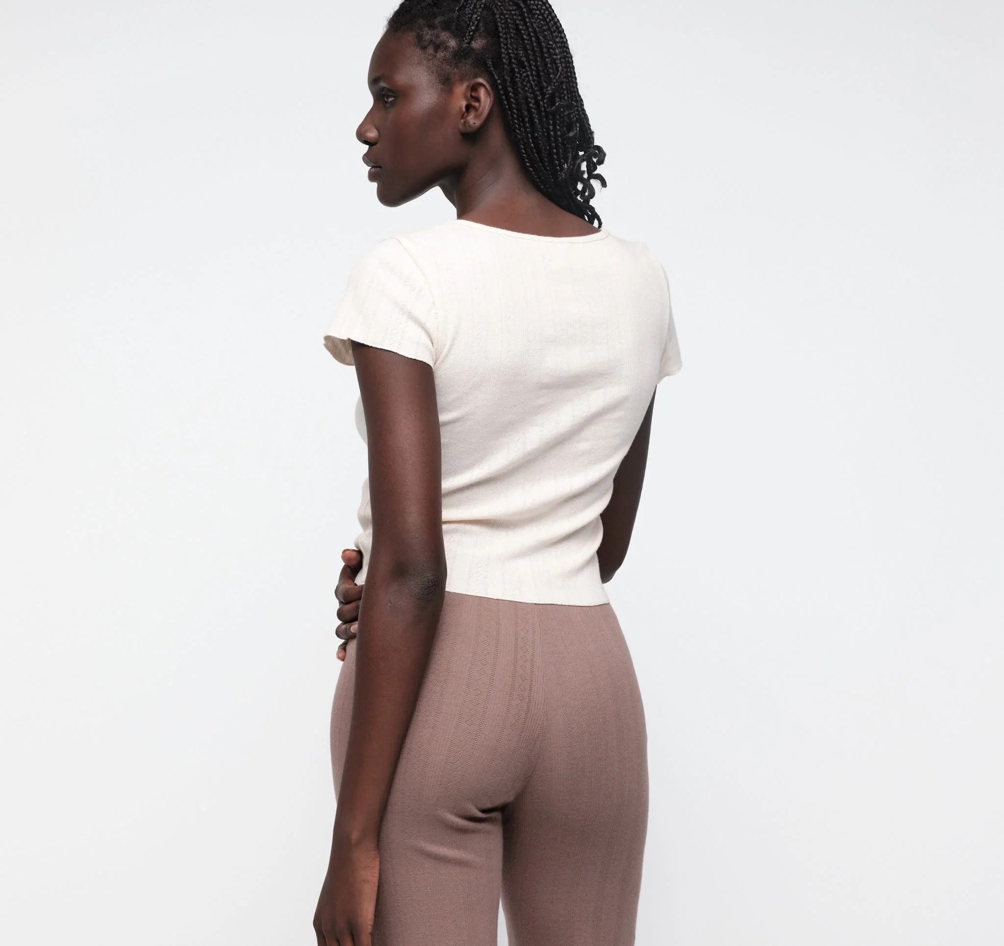 Pointelle Square Neck Tee - Image 4